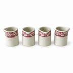 Set of Twelve Warwick Restaurantware Creamers with Red Borders