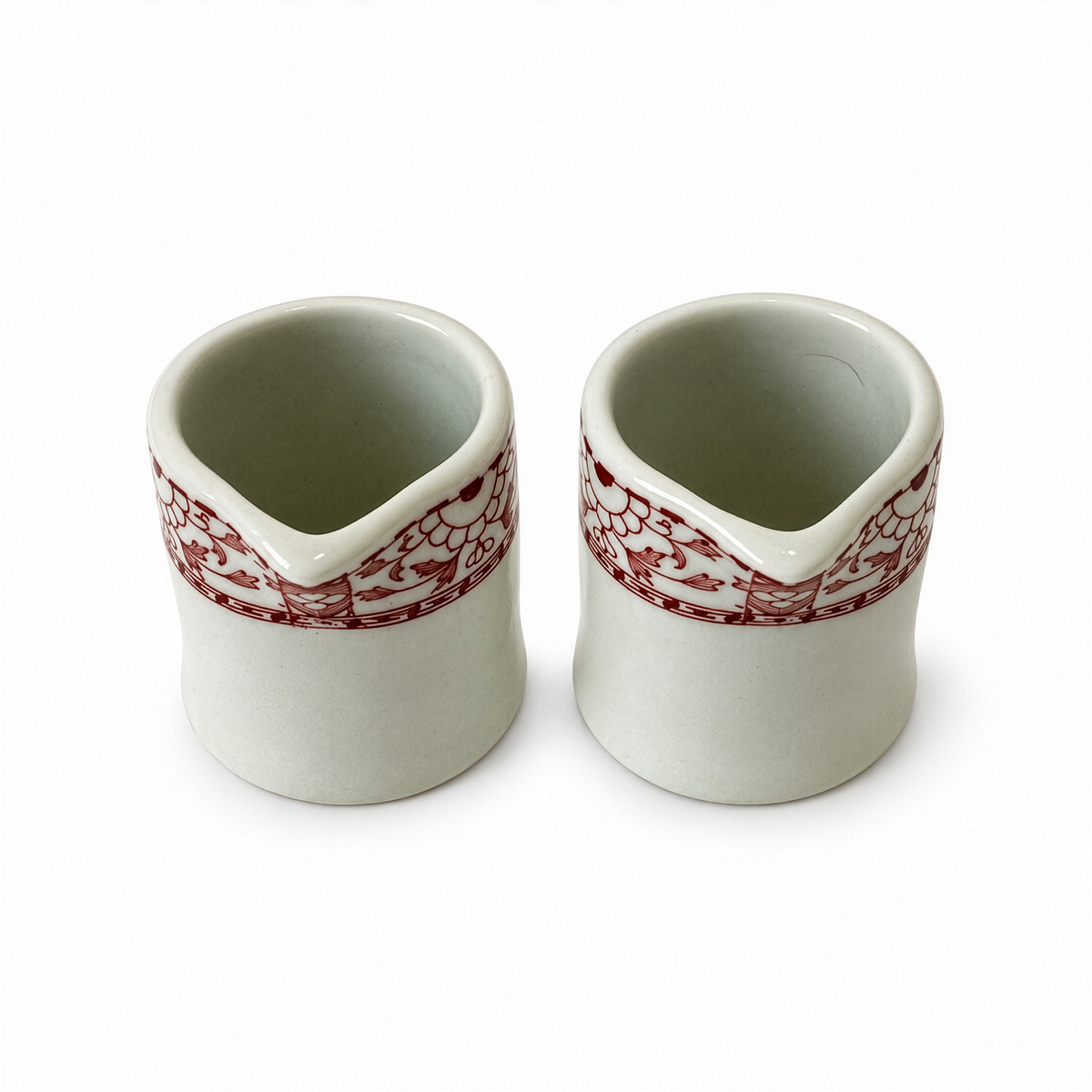 Set of Twelve Warwick Restaurantware Creamers with Red Borders