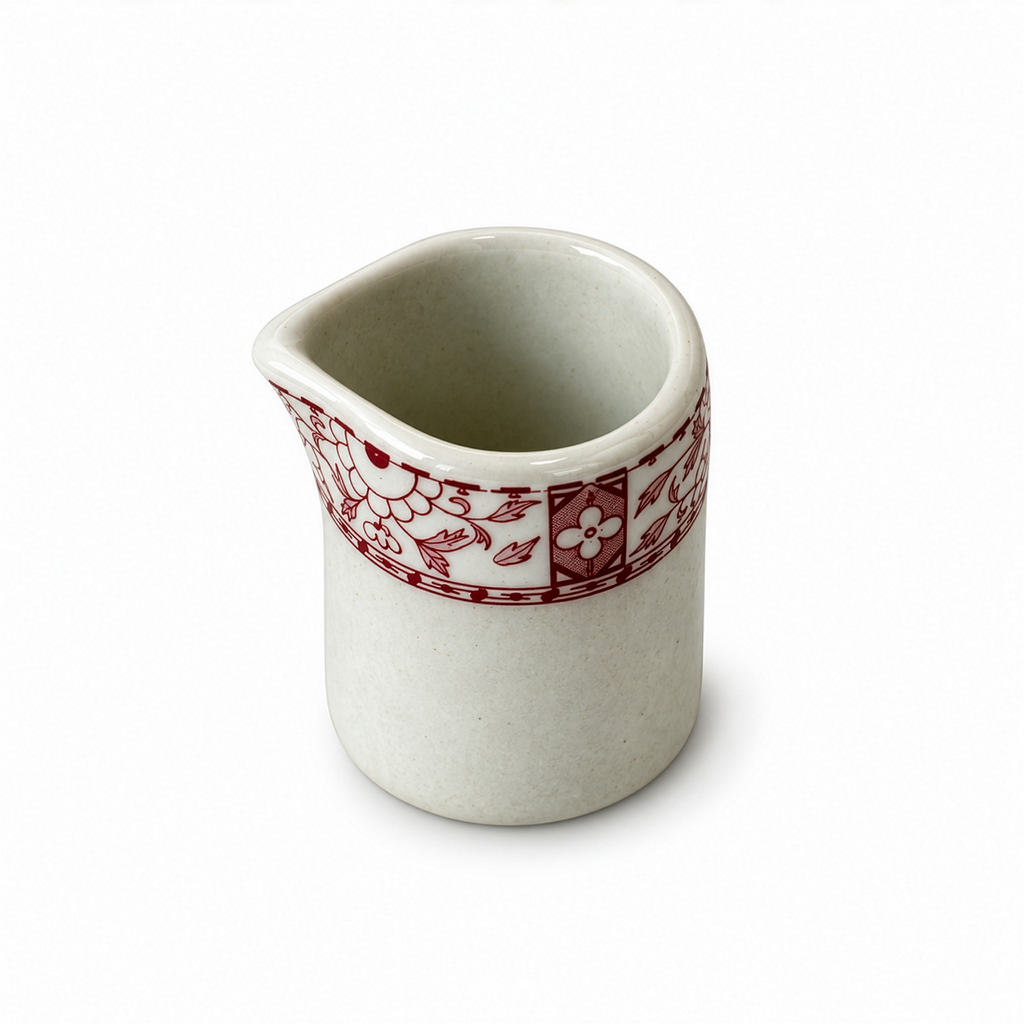Set of Twelve Warwick Restaurantware Creamers with Red Borders