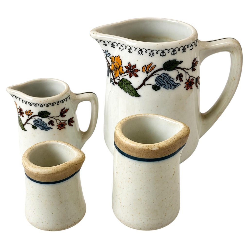 Vintage O.P.Co. Syracuse China Floral Pitcher and Creamers Grouping