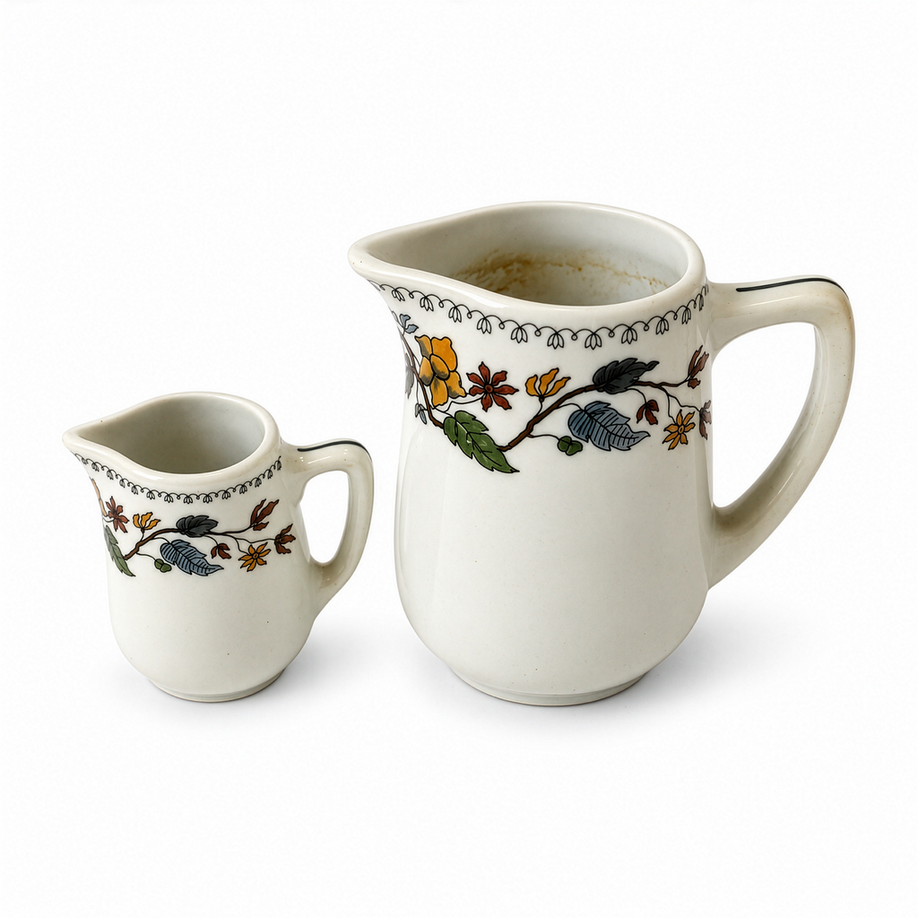 Vintage O.P.Co. Syracuse China Floral Pitcher and Creamers Grouping