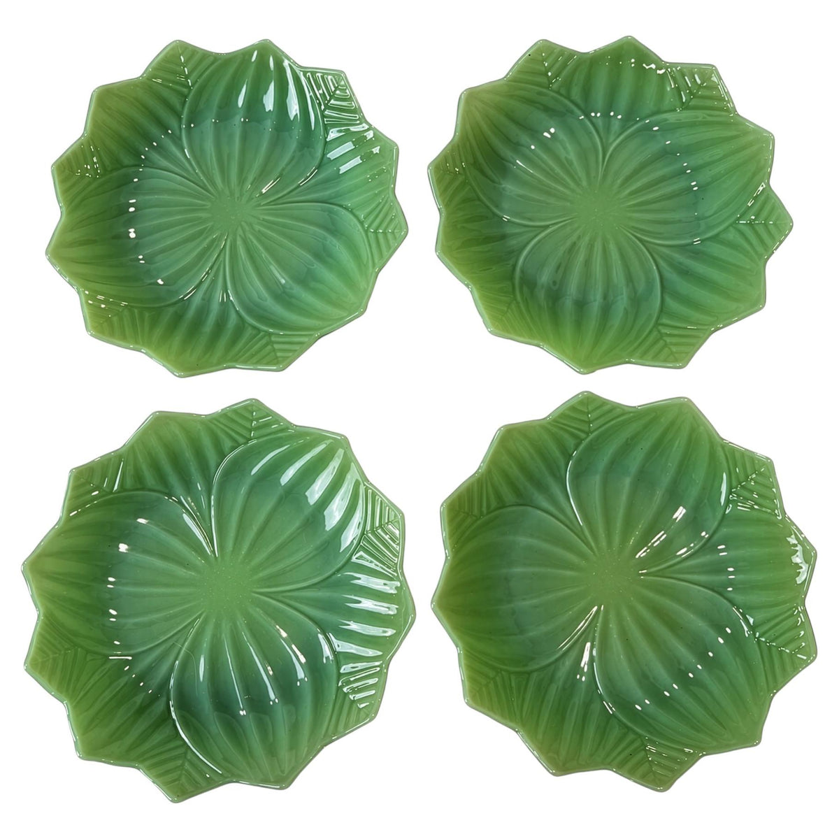 Jadeite Glass Leaf Plates, Attributed to Fire-King