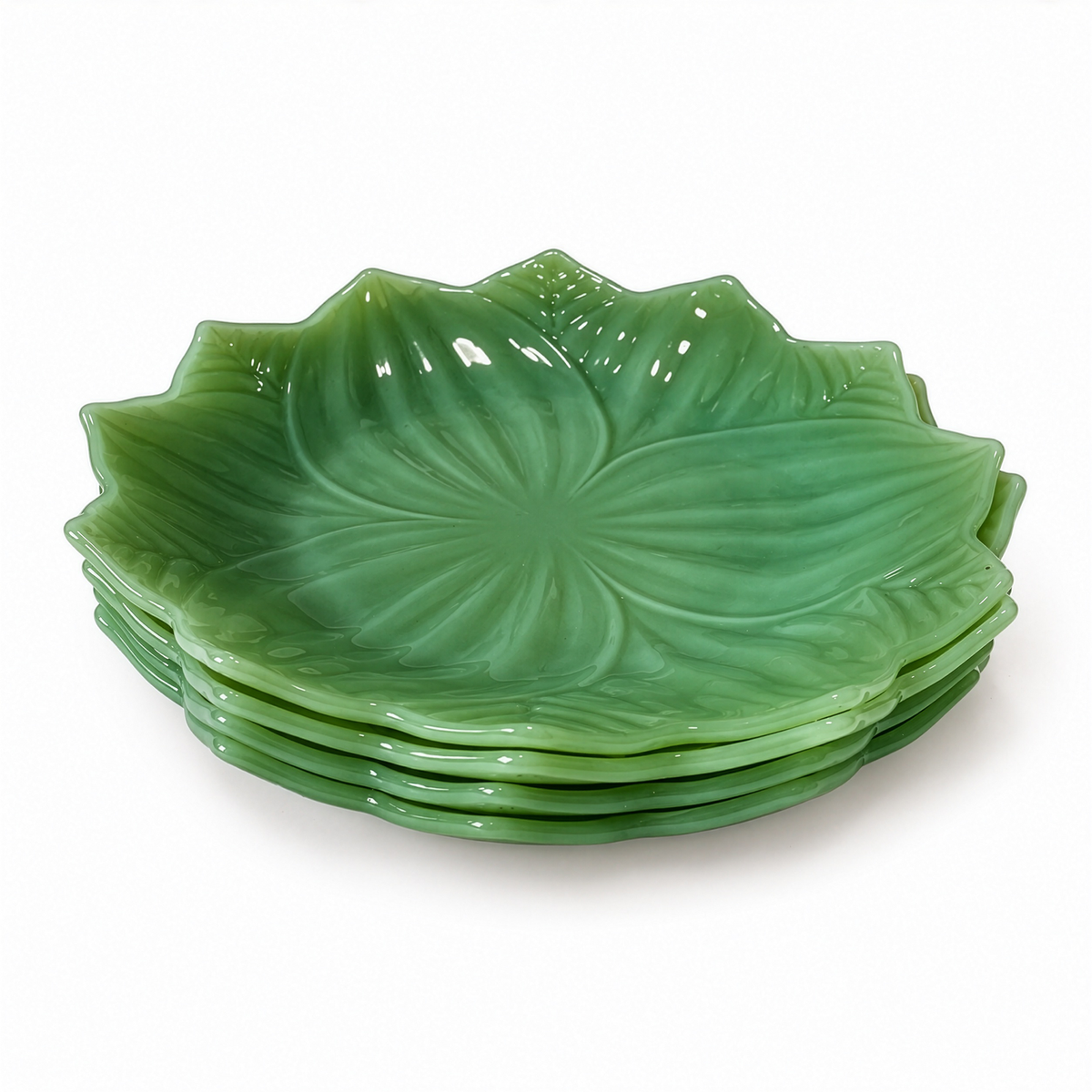 Jadeite Glass Leaf Plates, Attributed to Fire-King