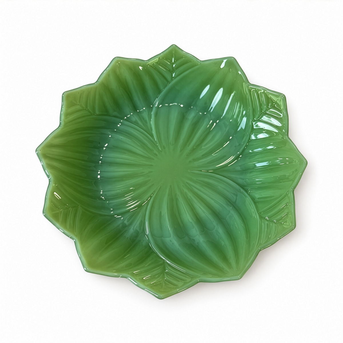 Jadeite Glass Leaf Plates, Attributed to Fire-King