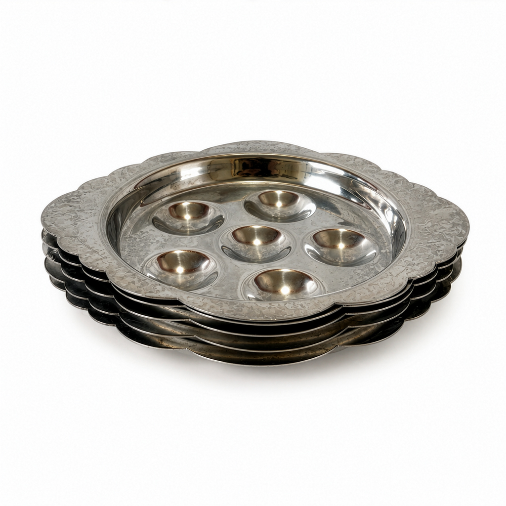 Vintage Silver-Tone Escargot Plates, Set of Five