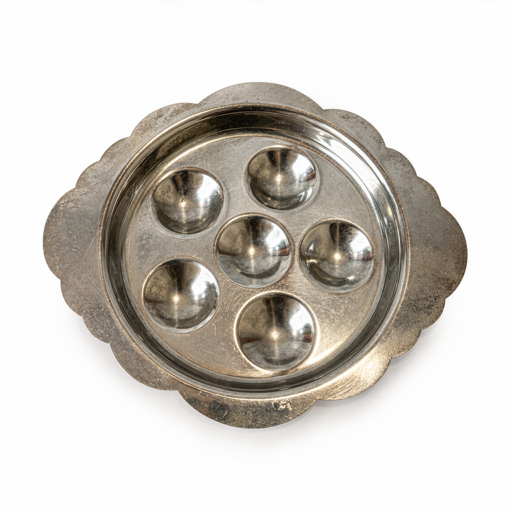 Vintage Silver-Tone Escargot Plates, Set of Five