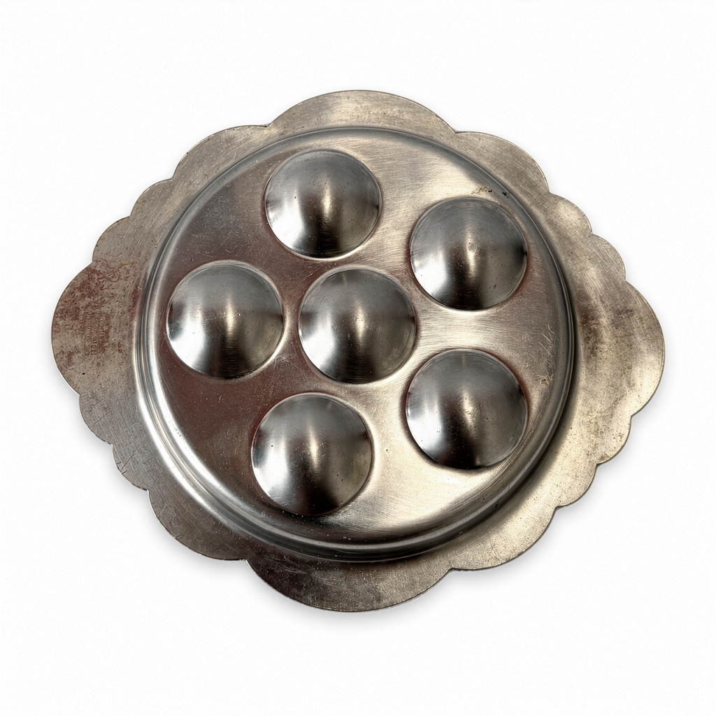 Vintage Silver-Tone Escargot Plates, Set of Five