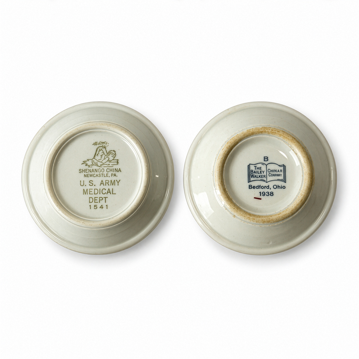 U.S. Army Medical Department Creamers and Butter Pats, Set of Four
