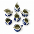 Vintage Blue Willow Creamers, Seven Pieces