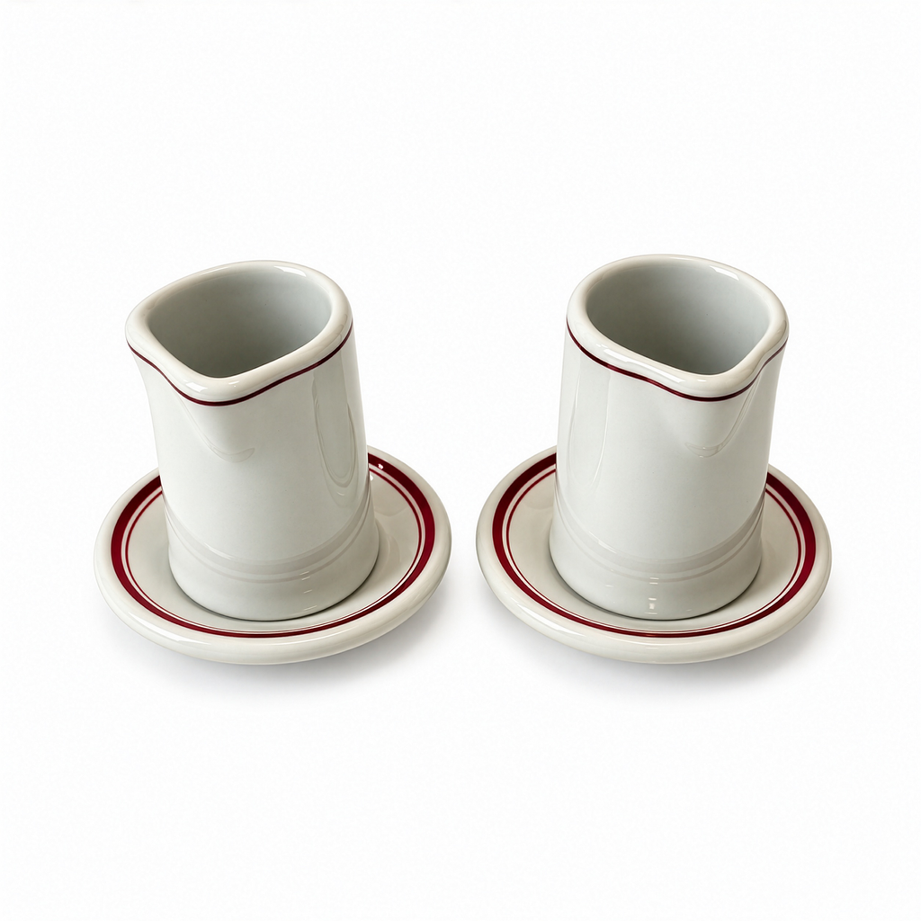 1950s Shenango China Creamers and Butter Pats with Red Bands