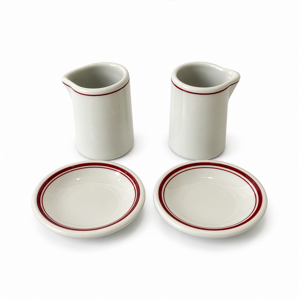 1950s Shenango China Creamers and Butter Pats with Red Bands