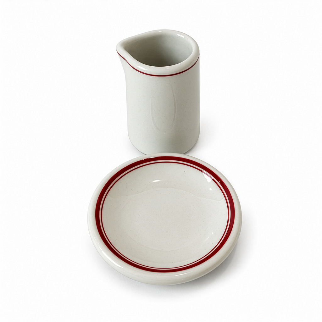 1950s Shenango China Creamers and Butter Pats with Red Bands