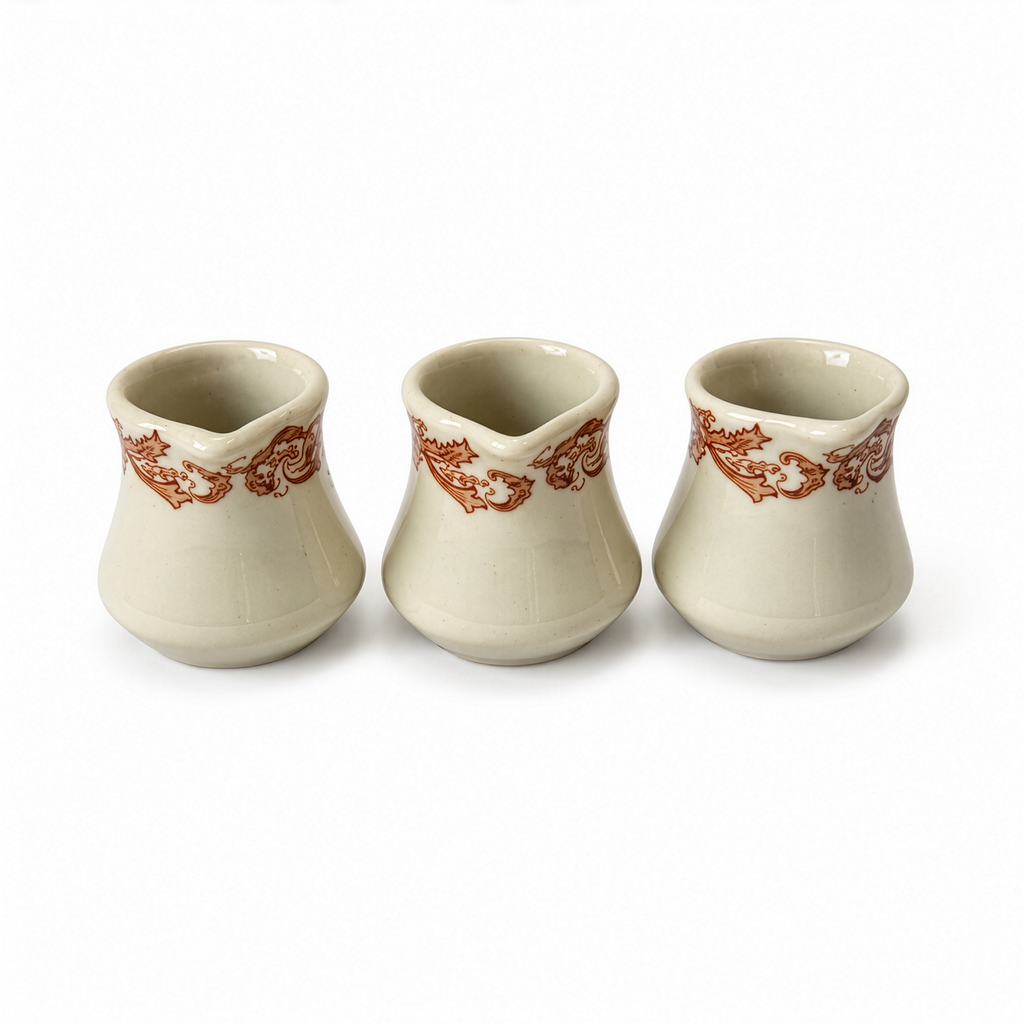Vintage Hall China and Shenango Creamer Grouping, Brown Floral