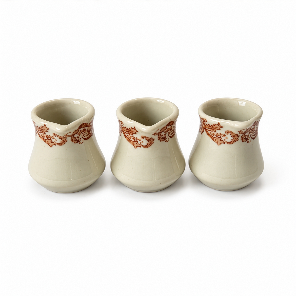 Vintage Hall China and Shenango Creamer Grouping, Brown Floral