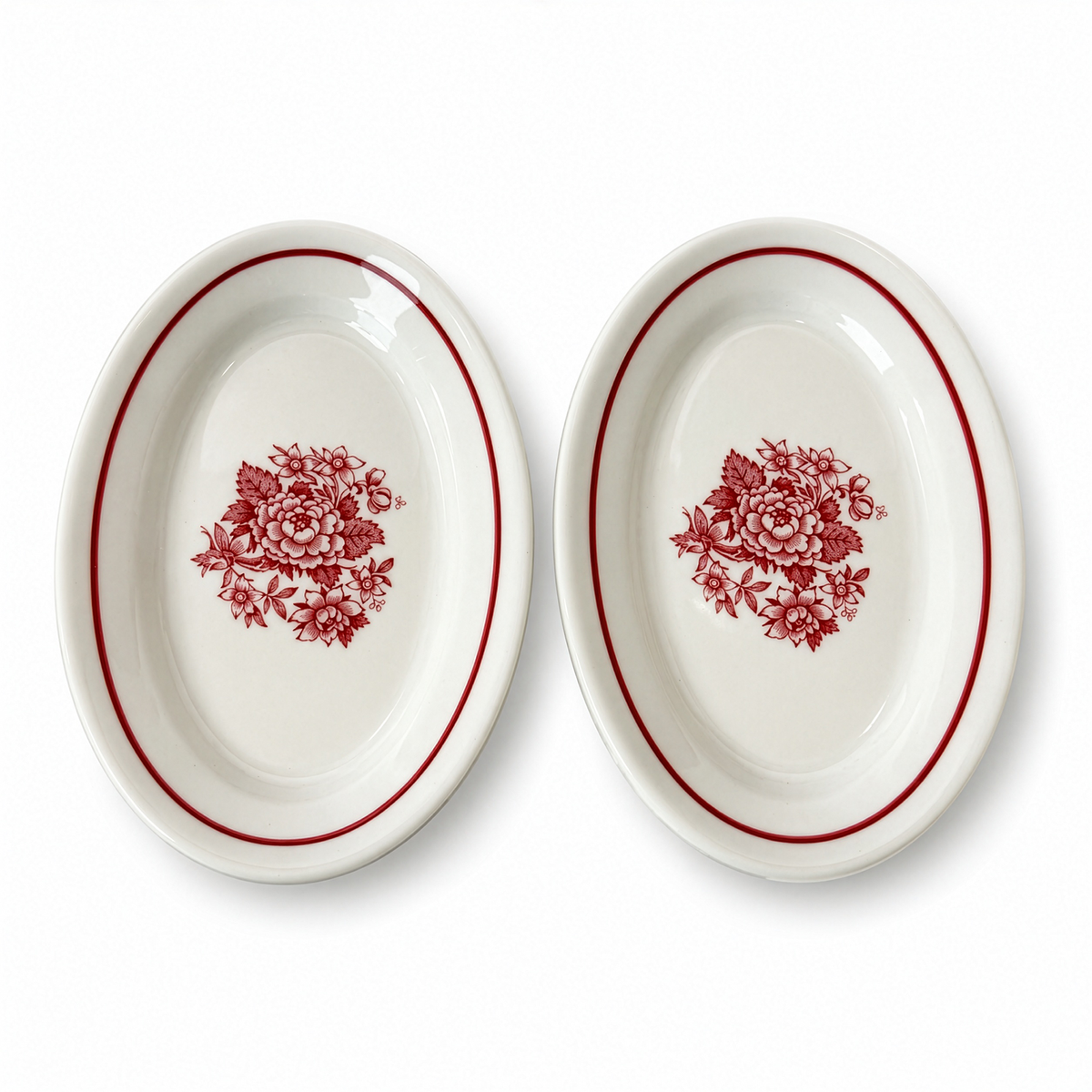 Jackson China Floral Restaurantware Grouping with Glass Creamers and Butter Mold