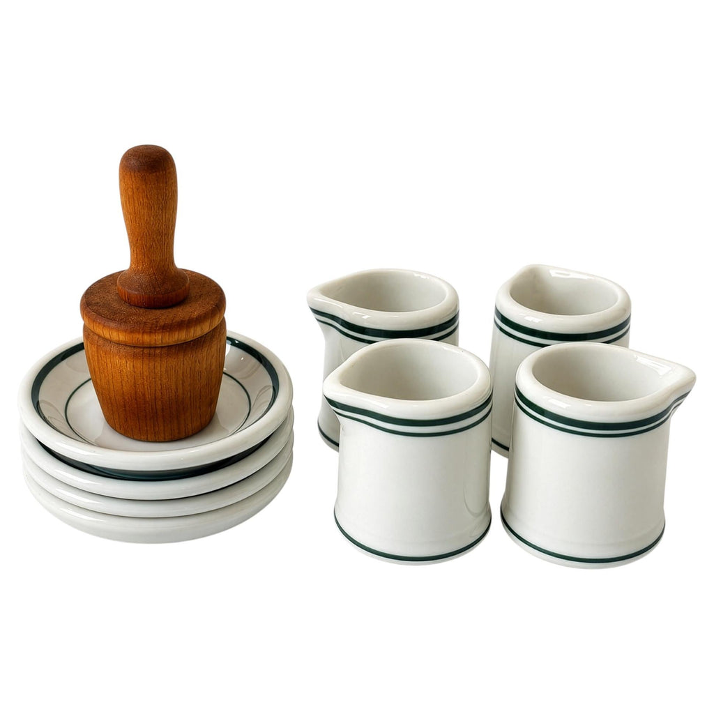 Vintage Ravenswood Pottery Grouping, Creamers and Butter Mold