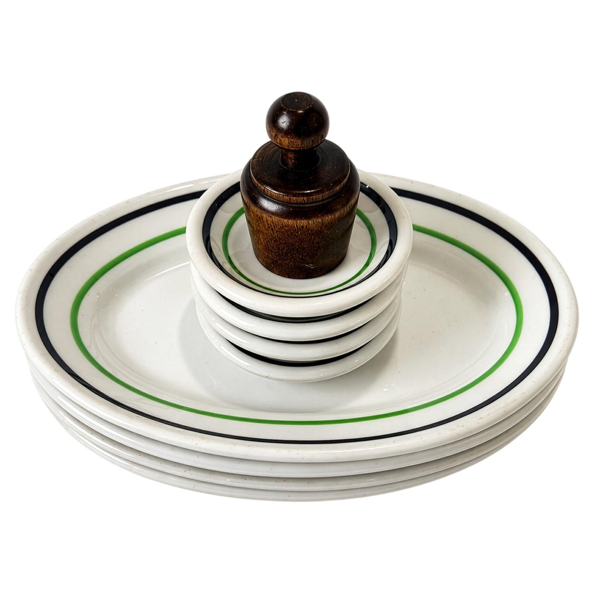 Vintage Sterling China Restaurantware, Green and Black Banded
