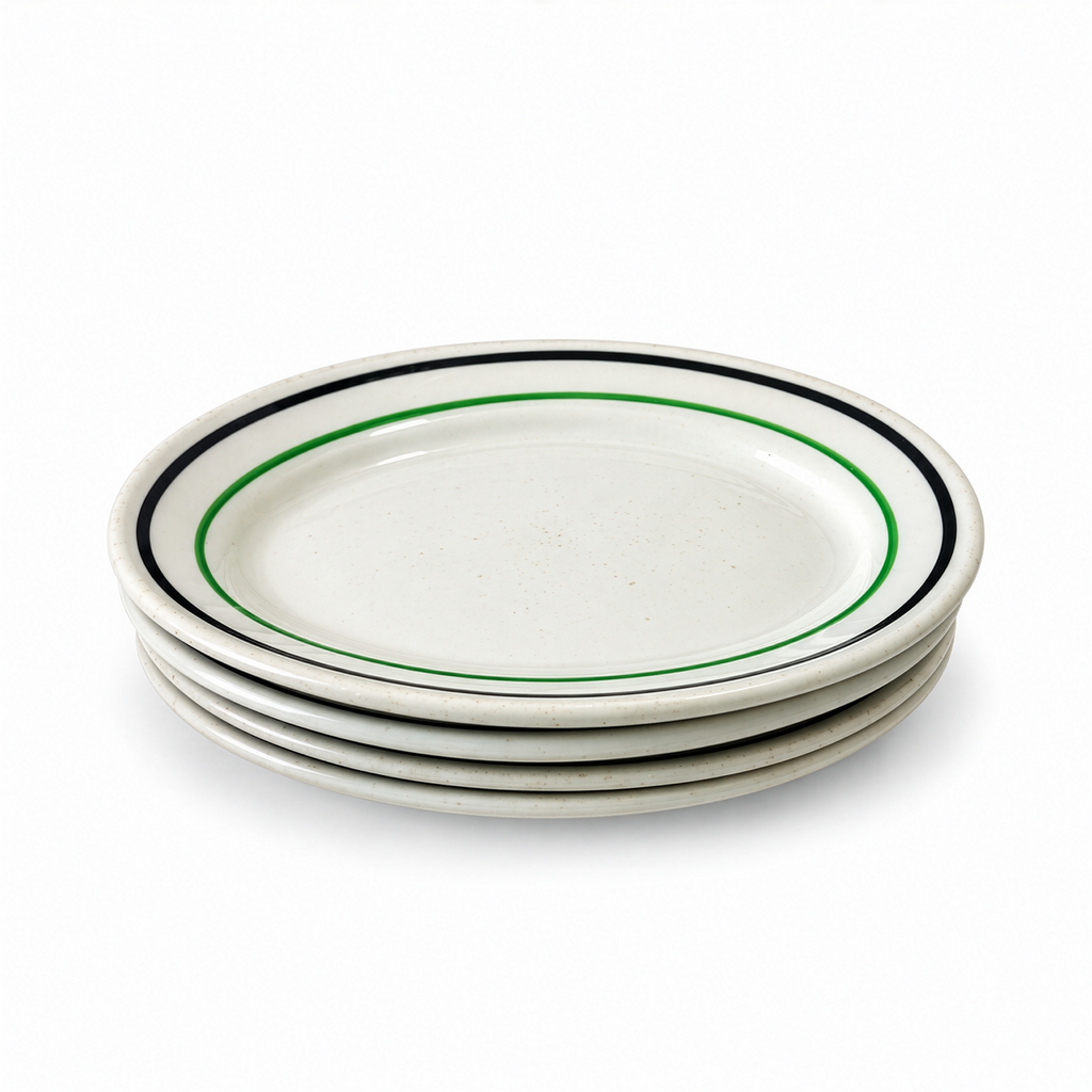Vintage Sterling China Restaurantware, Green and Black Banded