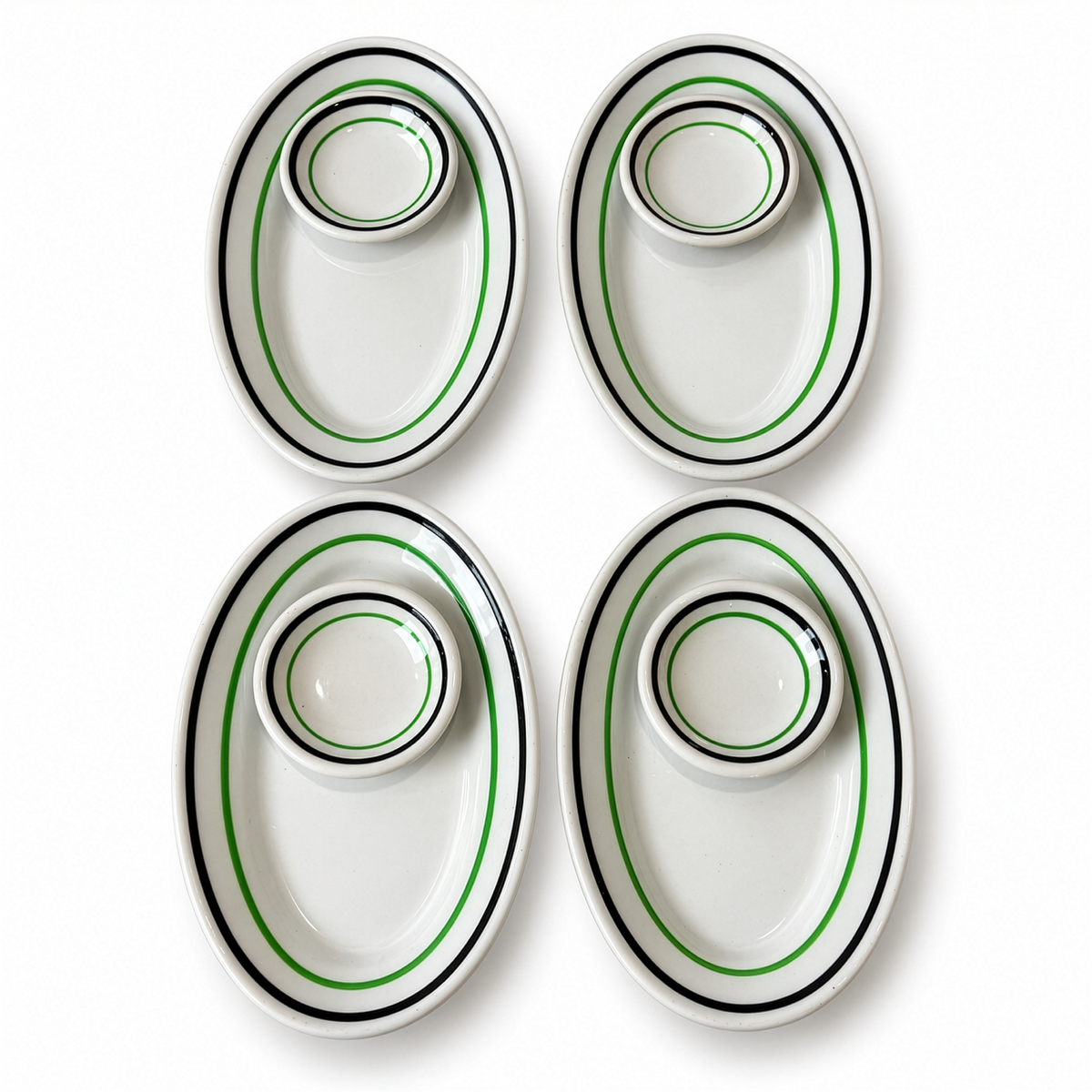 Vintage Sterling China Restaurantware, Green and Black Banded