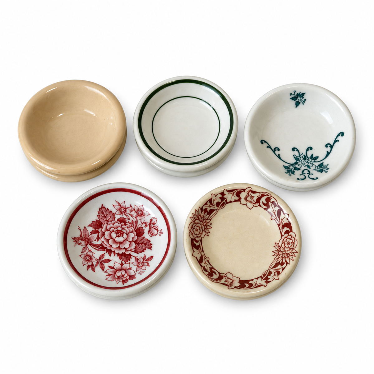 Collection of 10 Restaurant Ware Butter Pats with an Antique Butter Mold