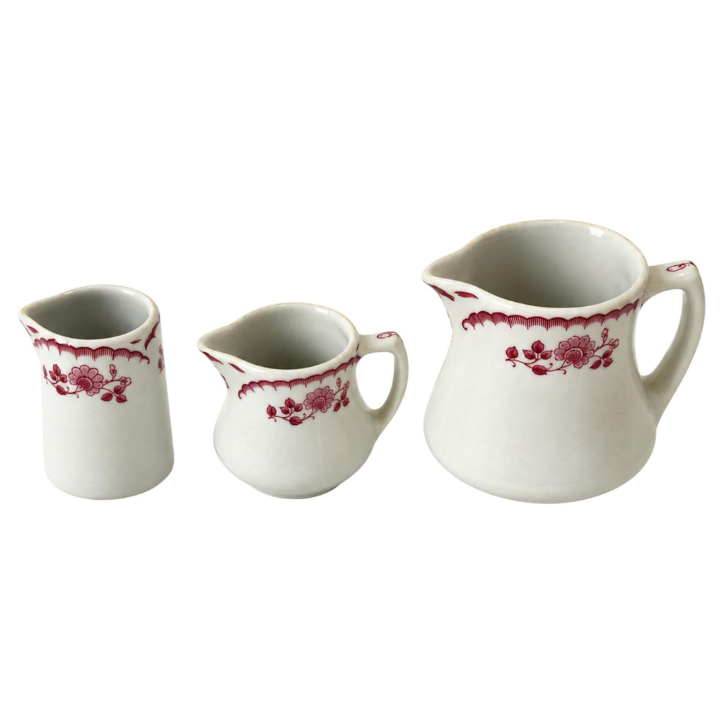 Set of 3 Vintage Shenango China Chardon Rose Creamers, 1950