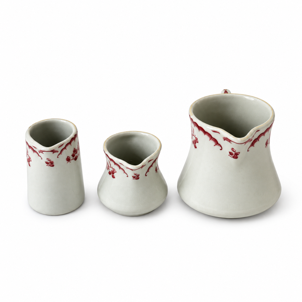 Set of 3 Vintage Shenango China Chardon Rose Creamers, 1950