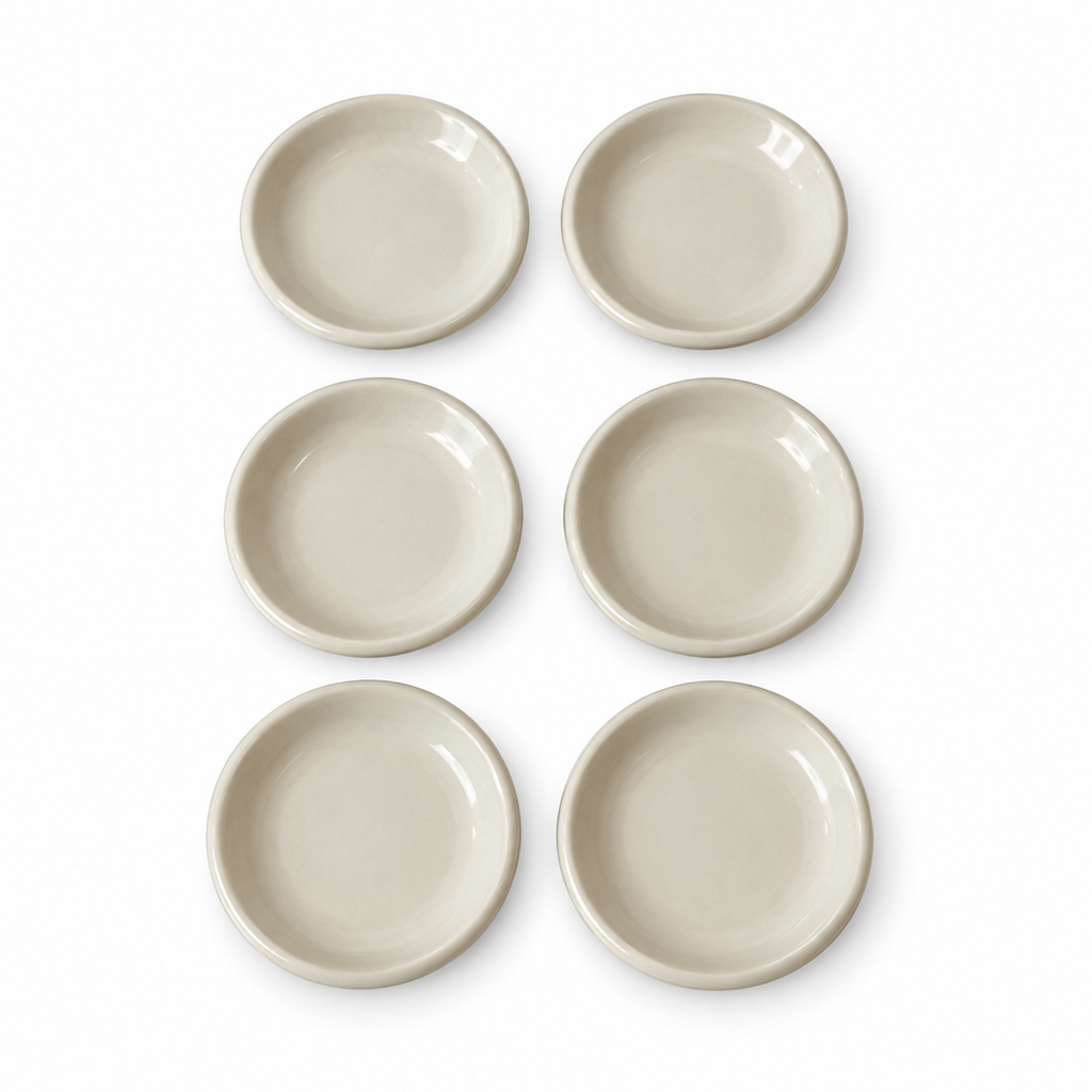 Vintage Set of 6 Creamers and 6 Butter Pats in Off-White Restaurant Ware