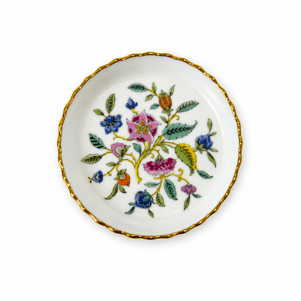 Set of 4 Minton Haddon Hall Butter Pats in Bone China with Gold Rims