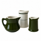 Collection of 24 Green and White Restaurantware Creamers