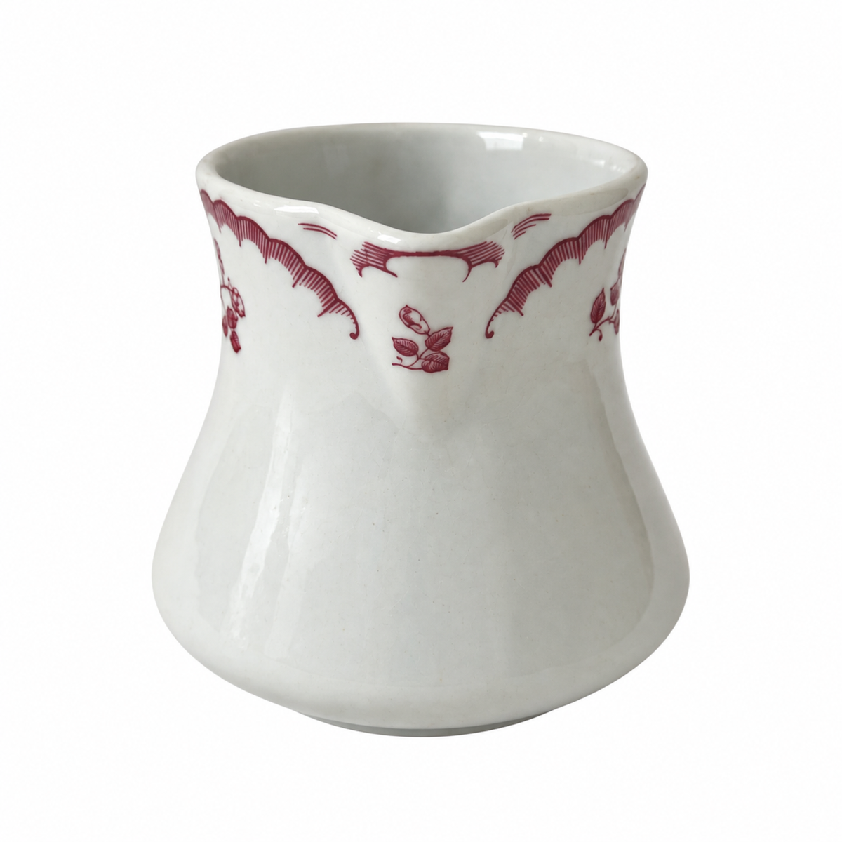 Collection of 12 Shenango China Creamers in the Chardon Rose Red Pattern
