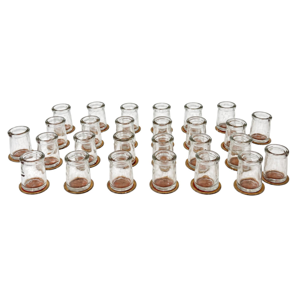 Collection of 27 Clear Glass Creamers with Maple City Dairy Caps