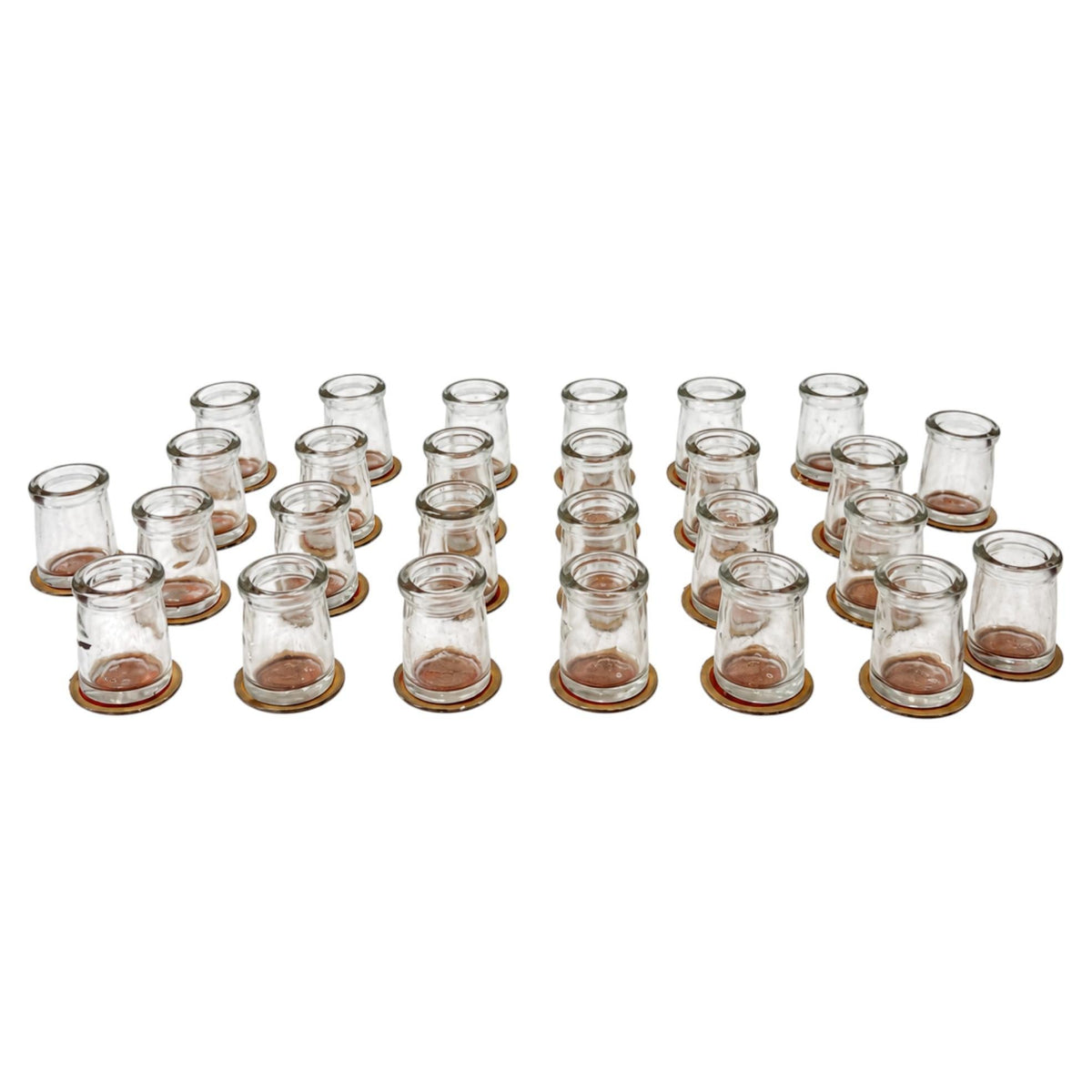 Collection of 27 Clear Glass Creamers with Maple City Dairy Caps