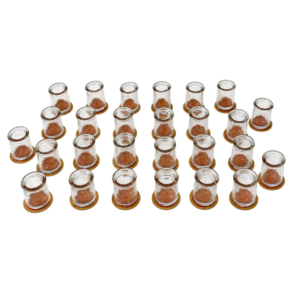Collection of 27 Clear Glass Creamers with Maple City Dairy Caps