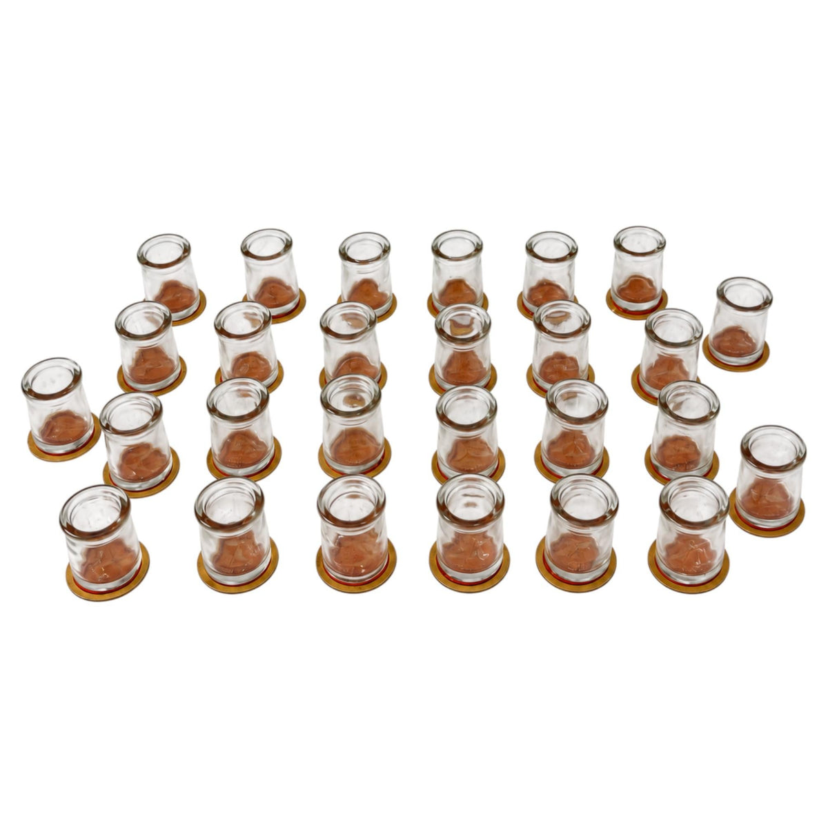 Collection of 27 Clear Glass Creamers with Maple City Dairy Caps