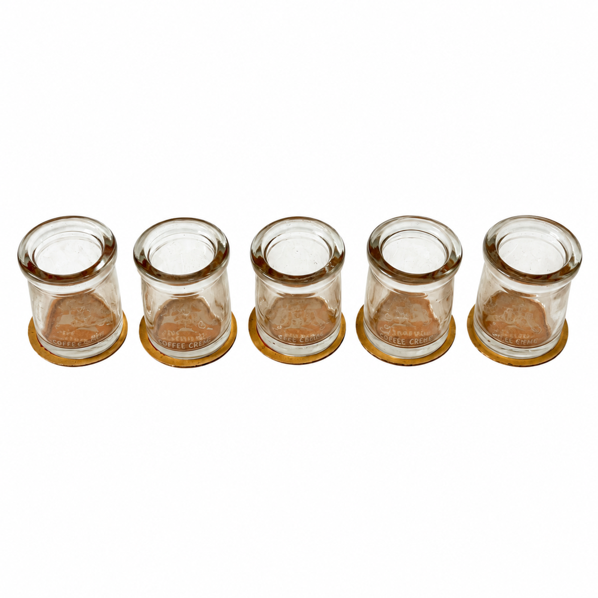 Collection of 27 Clear Glass Creamers with Maple City Dairy Caps