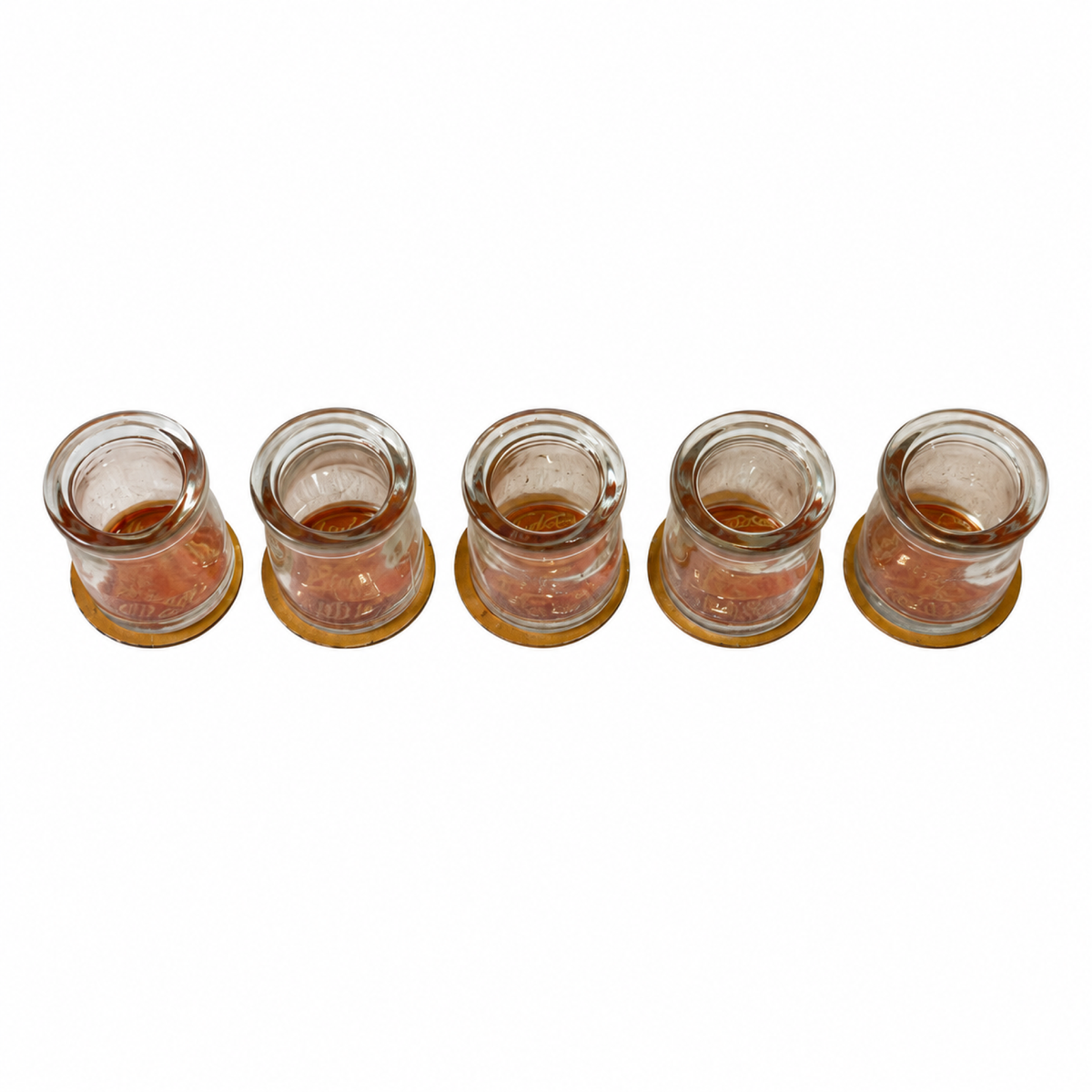 Collection of 27 Clear Glass Creamers with Maple City Dairy Caps