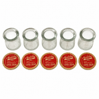 Collection of 27 Clear Glass Creamers with Maple City Dairy Caps