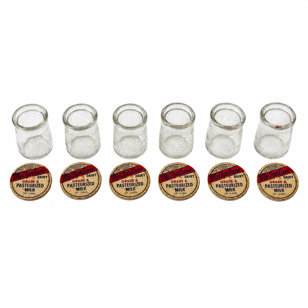 15 Clear Glass Restaurantware Creamers with Dairy Caps, 1950s