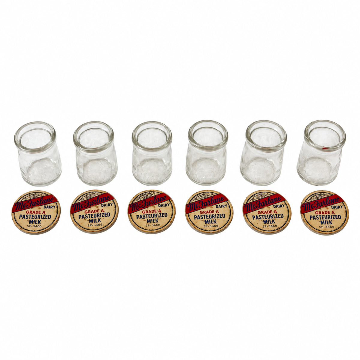 15 Clear Glass Restaurantware Creamers with Dairy Caps, 1950s