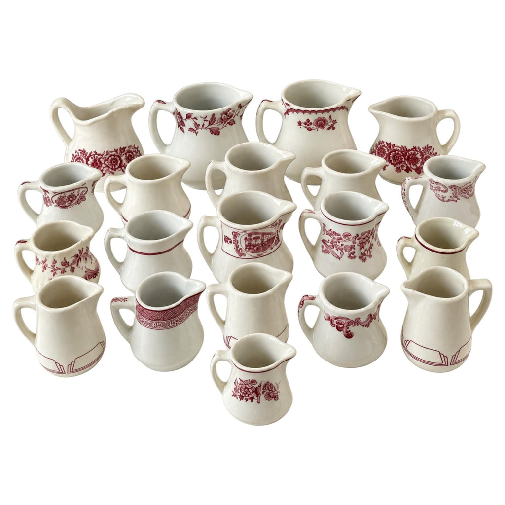Collection of 20 White and Red Ceramic Restaurantware Creamers