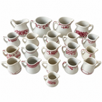Collection of 20 White and Red Ceramic Restaurantware Creamers