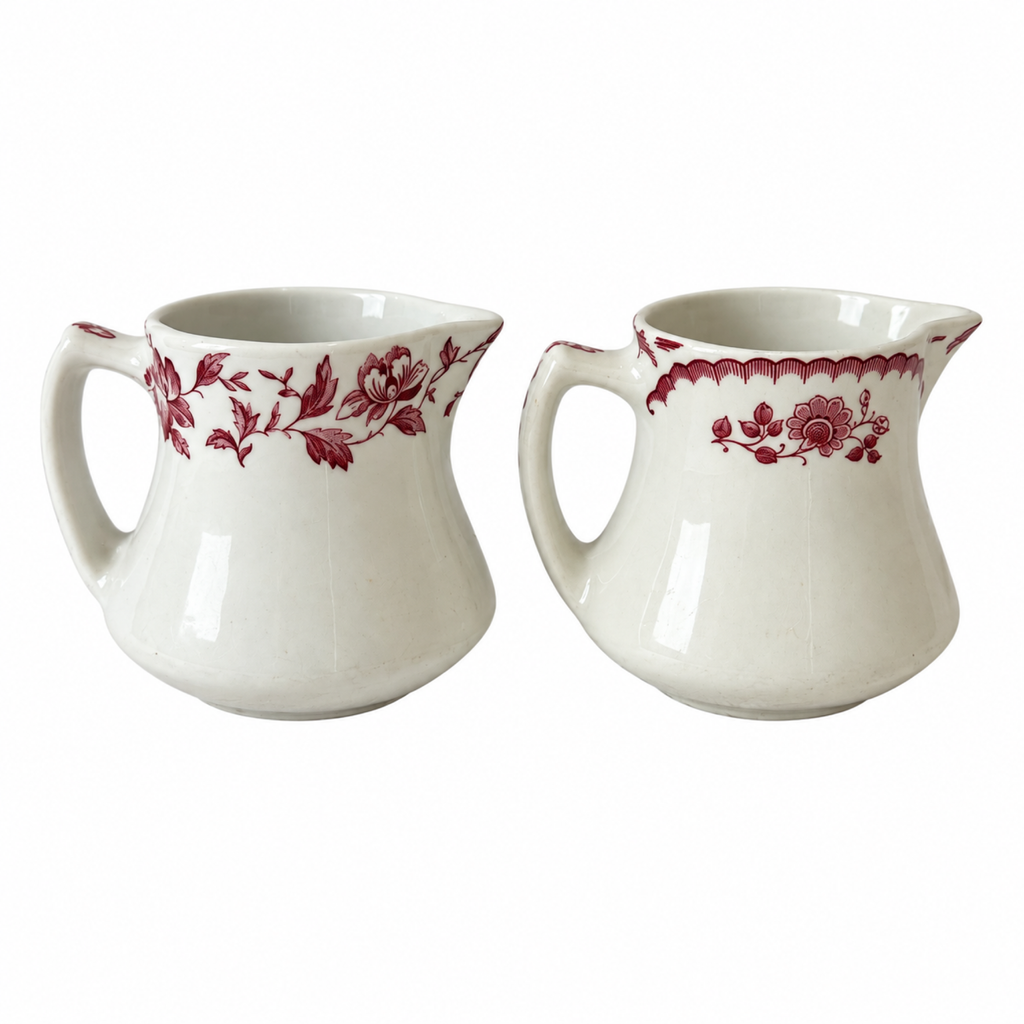Collection of 20 White and Red Ceramic Restaurantware Creamers