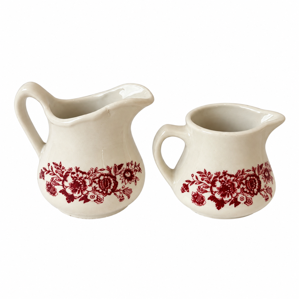 Collection of 20 White and Red Ceramic Restaurantware Creamers