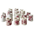 Collection of 19 Handleless Restaurantware Creamers in White and Red