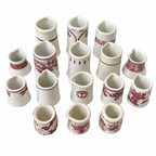 Collection of 19 Handleless Restaurantware Creamers in White and Red