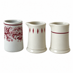 Collection of 19 Handleless Restaurantware Creamers in White and Red