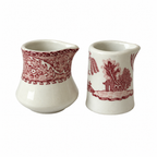 Collection of 19 Handleless Restaurantware Creamers in White and Red
