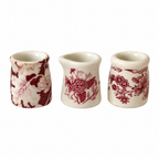 Collection of 19 Handleless Restaurantware Creamers in White and Red