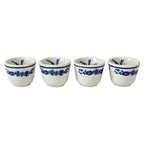 Set of Four Vintage Jackson China Hummingbird Blue and White Restaurantware Cups