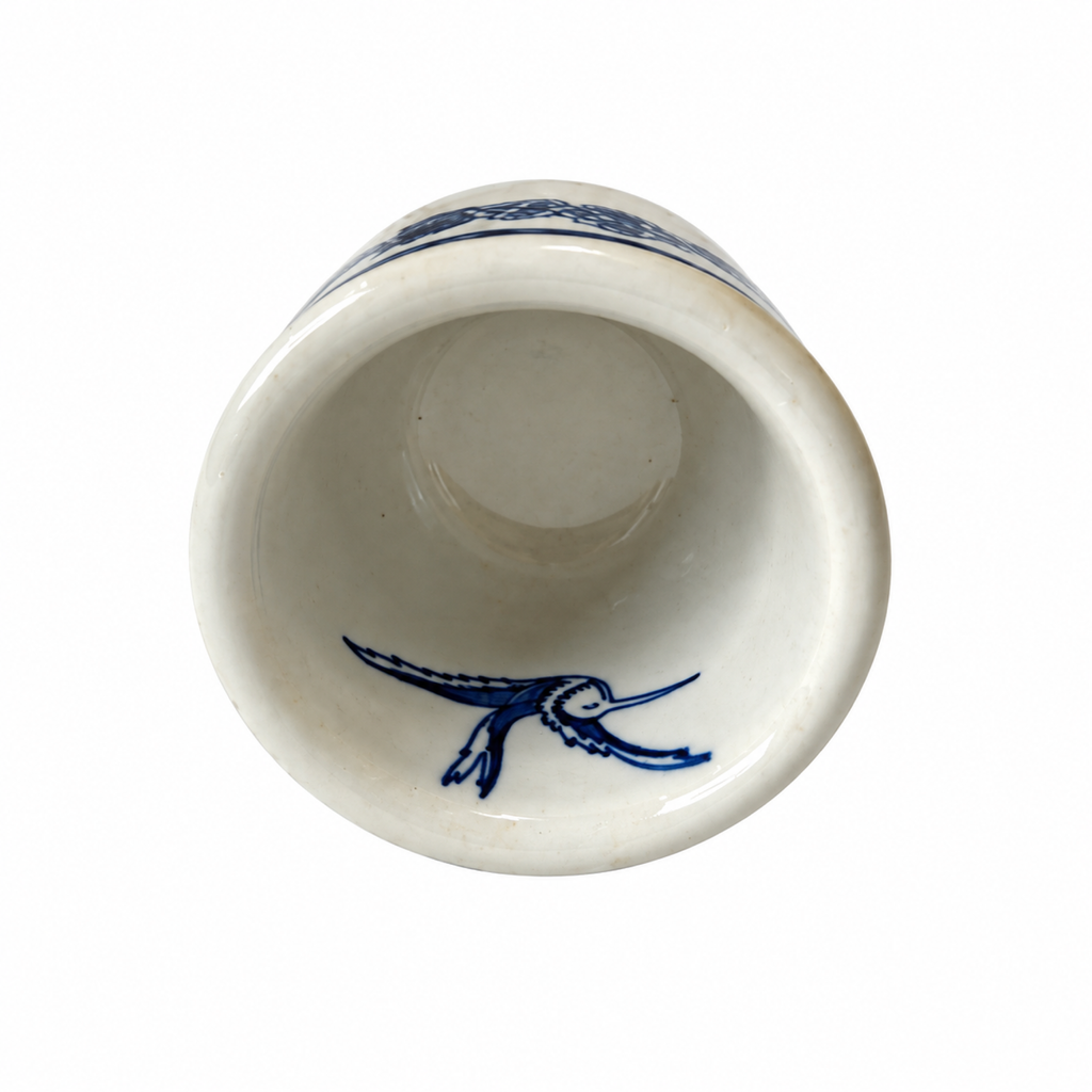 Set of Four Vintage Jackson China Hummingbird Blue and White Restaurantware Cups
